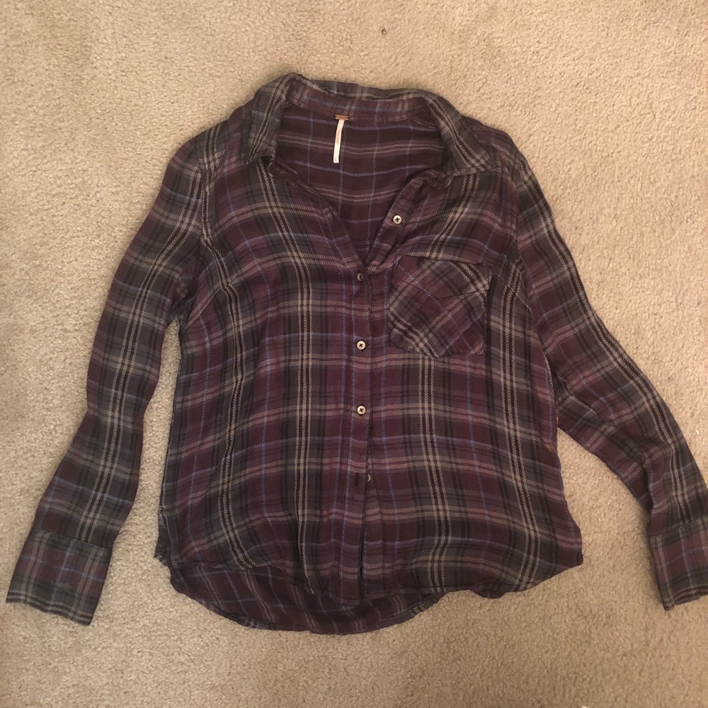 Free People Plaid Button Down